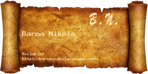Barna Nikola névjegykártya